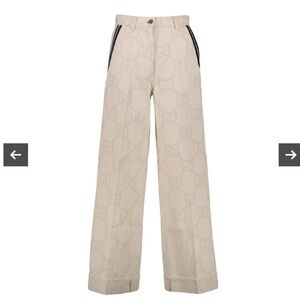 Gucci perfect condition cotton ecru white jeans with gucci logo